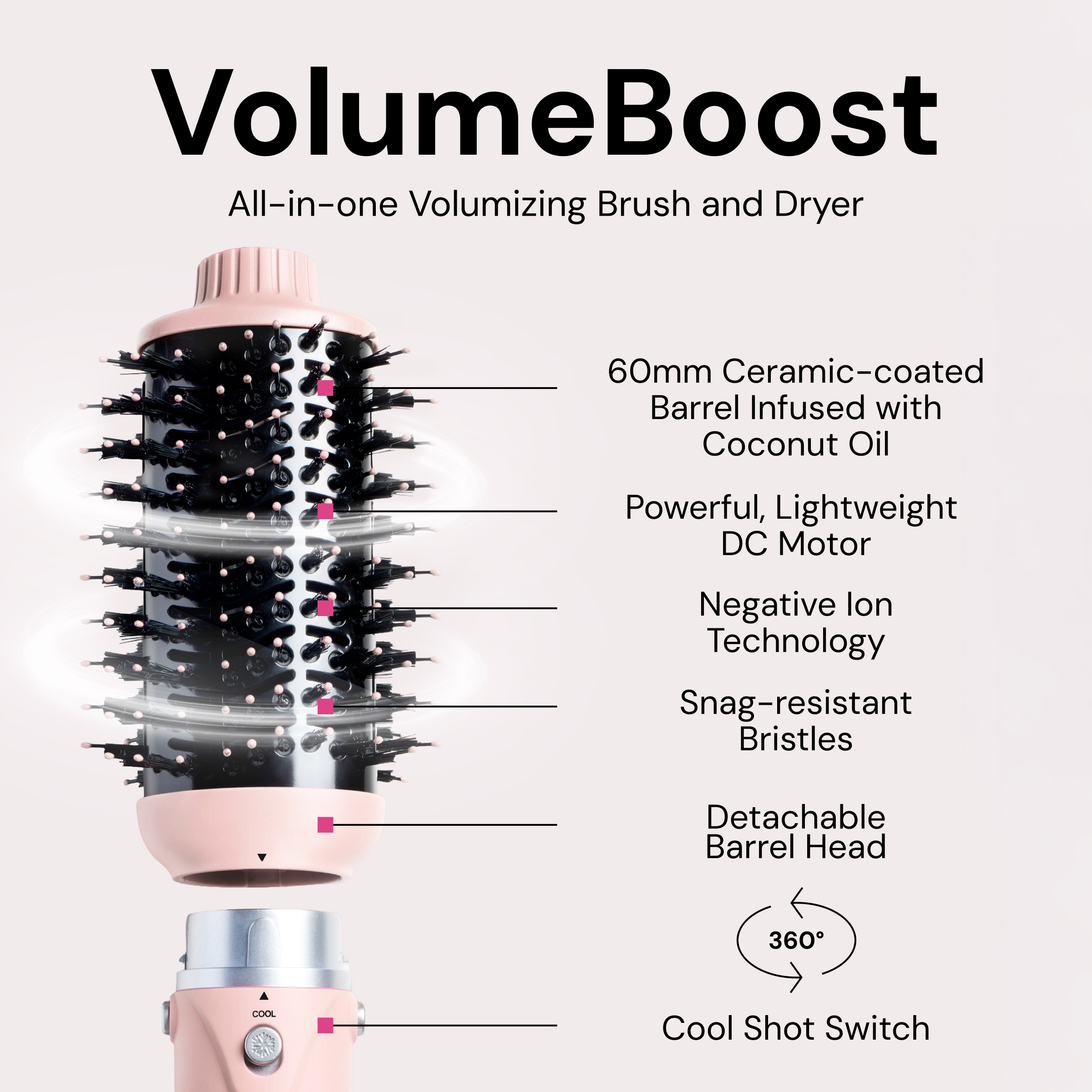 VolumeBoost 60mm 2-in-1 Ceramic Volumizing Brush Dryer