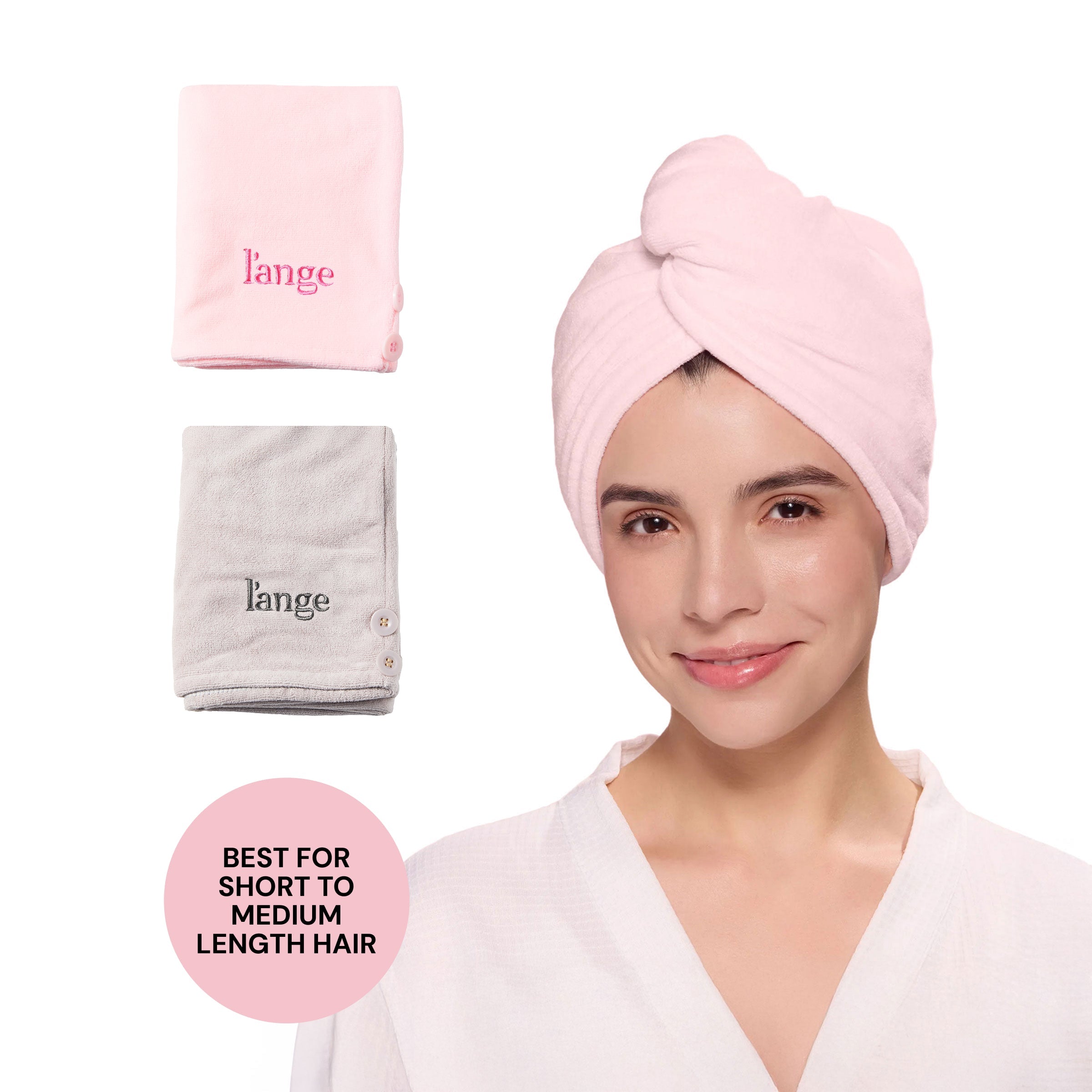 Hair Wrap Towel Medium Lightweight Microfiber 2-Pack