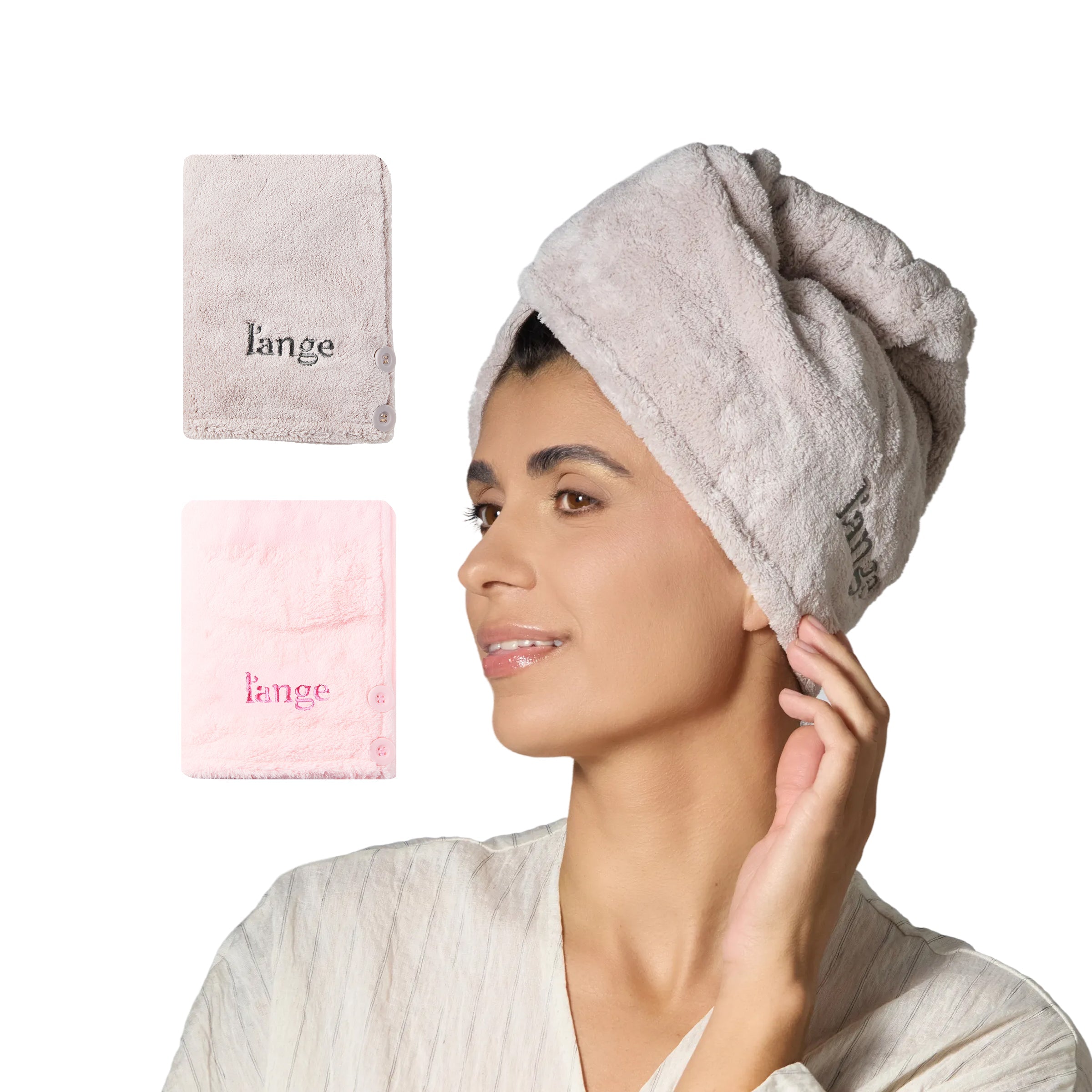 Plush Hair Wrap Towel Medium Ultra-Absorbent Coral Fleece 2-Pack
